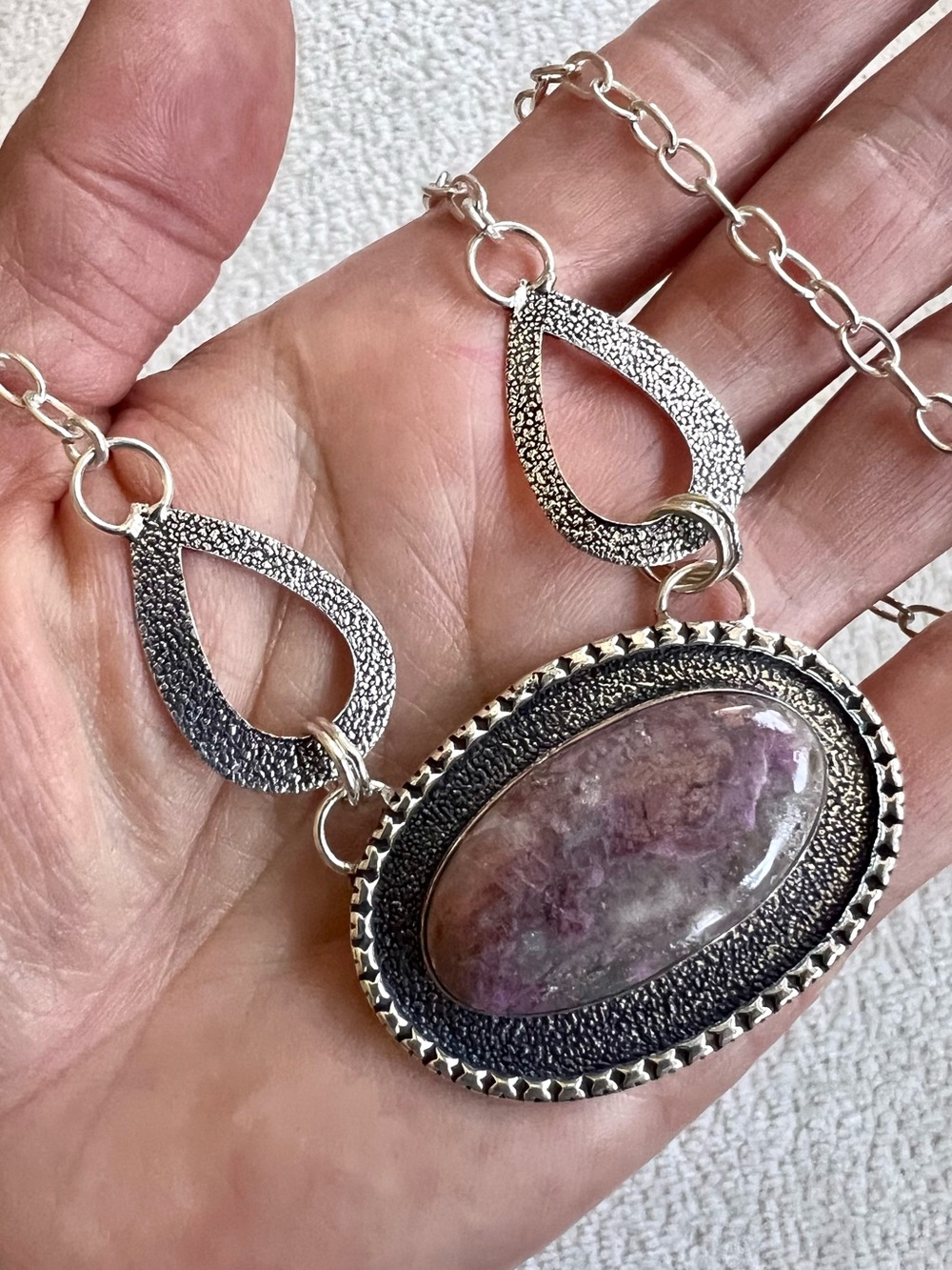 925 Mauve Mist Pink Tourmaline Statement Necklace